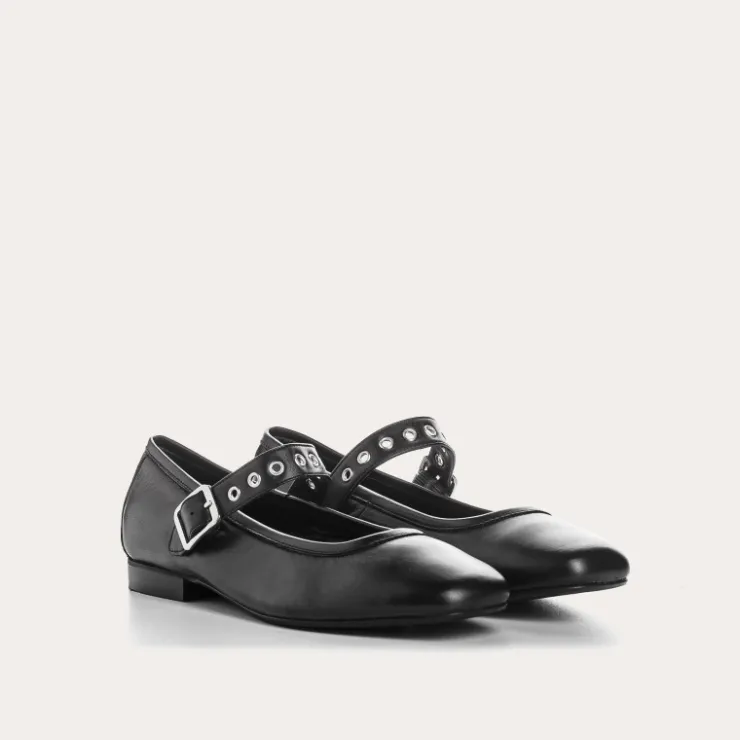 Toute La Collection | Ballerines & Babies | Reqins BABIES CELESTA CUIR NOIR