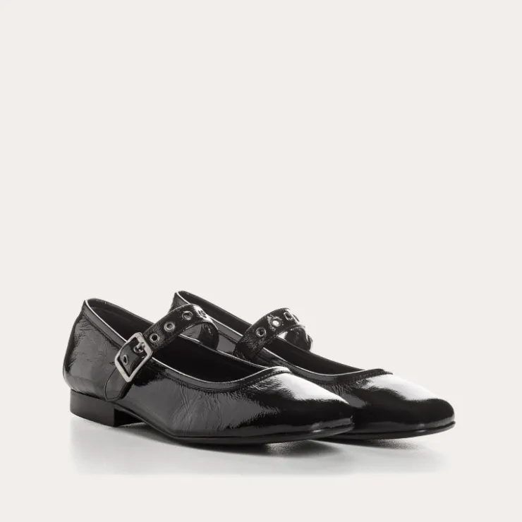 Toute La Collection | Ballerines & Babies | Reqins BABIES CELESTA CUIR NAPLAK NOIR