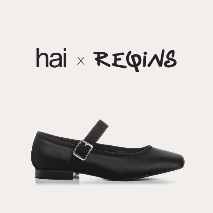 Toute La Collection | Ballerines & Babies | Reqins BABIES CONSTANCE EN SOIE NOIR