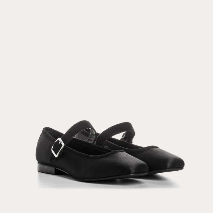 Toute La Collection | Ballerines & Babies | Reqins BABIES CONSTANCE EN SOIE NOIR