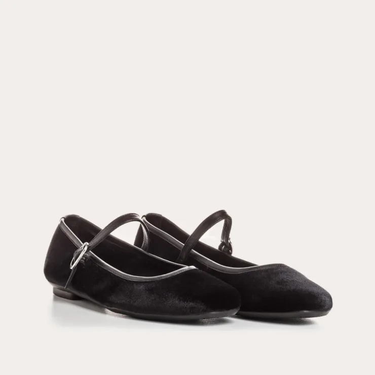 Toute La Collection | Ballerines & Babies | Reqins BABIES HONOREE VELVET NOIR