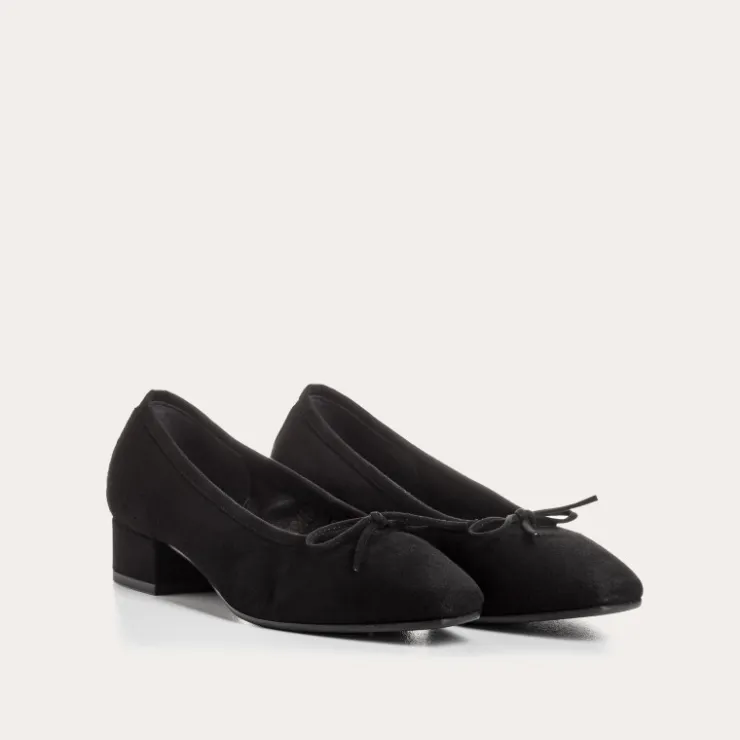 Toute La Collection | Ballerines & Babies | Reqins BALLERINES A TALONS FETICHE CUIR VELOURS NOIR