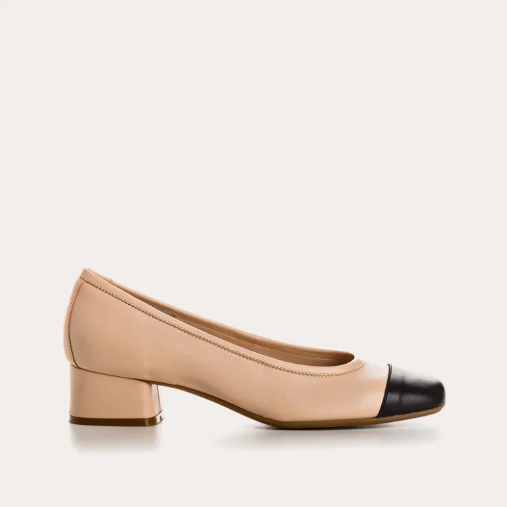 Toute La Collection | Ballerines & Babies | Reqins BALLERINES A TALONS KANA CUIR BICOLORE ROSE