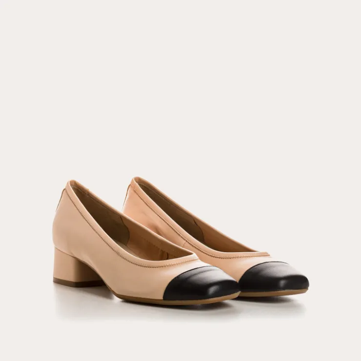 Toute La Collection | Ballerines & Babies | Reqins BALLERINES A TALONS KANA CUIR BICOLORE ROSE
