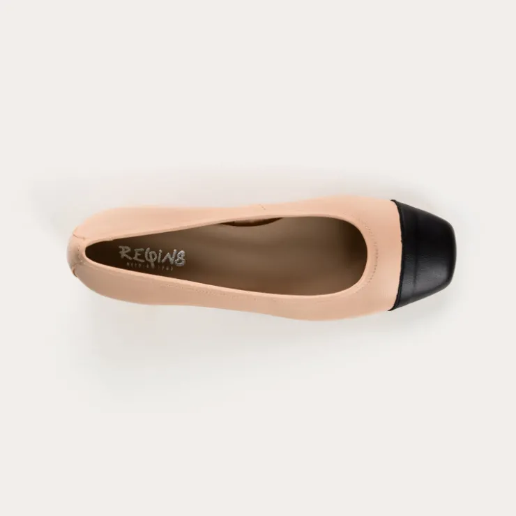 Toute La Collection | Ballerines & Babies | Reqins BALLERINES A TALONS KANA CUIR BICOLORE ROSE