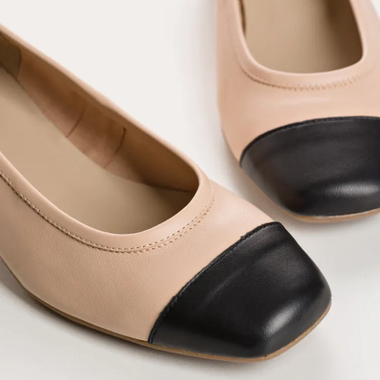 Toute La Collection | Ballerines & Babies | Reqins BALLERINES A TALONS KANA CUIR BICOLORE ROSE