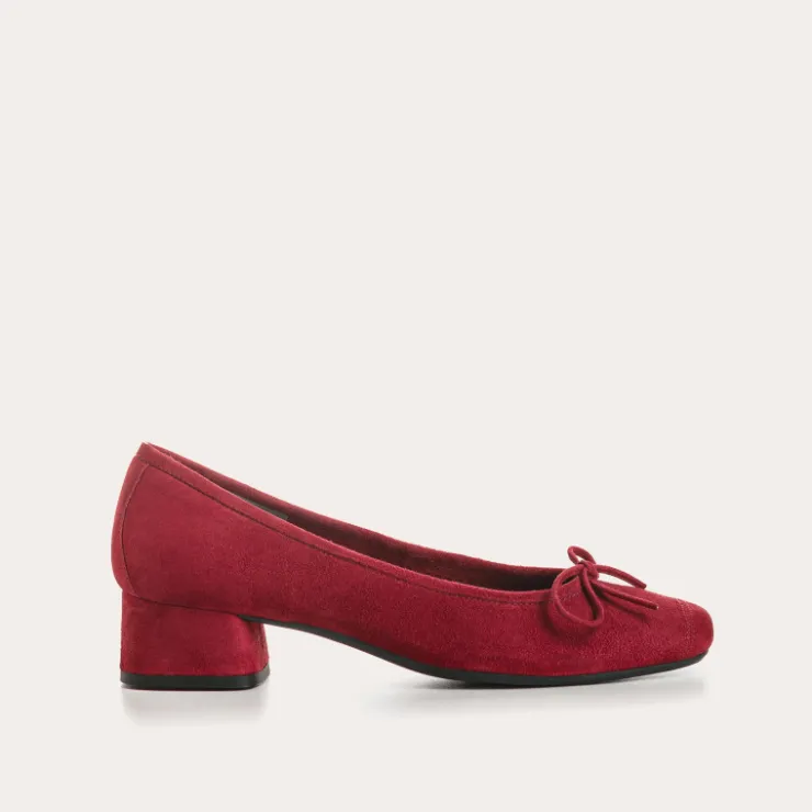 Toute La Collection | Ballerines & Babies | Reqins BALLERINES A TALONS KYRIEL CUIR VELOURS ROUGE