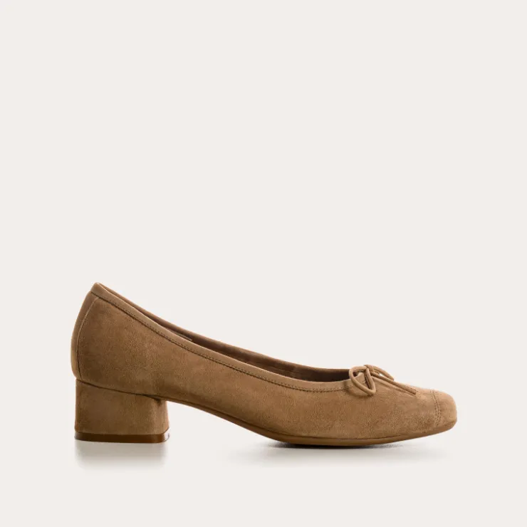 Toute La Collection | Ballerines & Babies | Reqins BALLERINES A TALONS KYRIEL CUIR VELOURS BEIGE