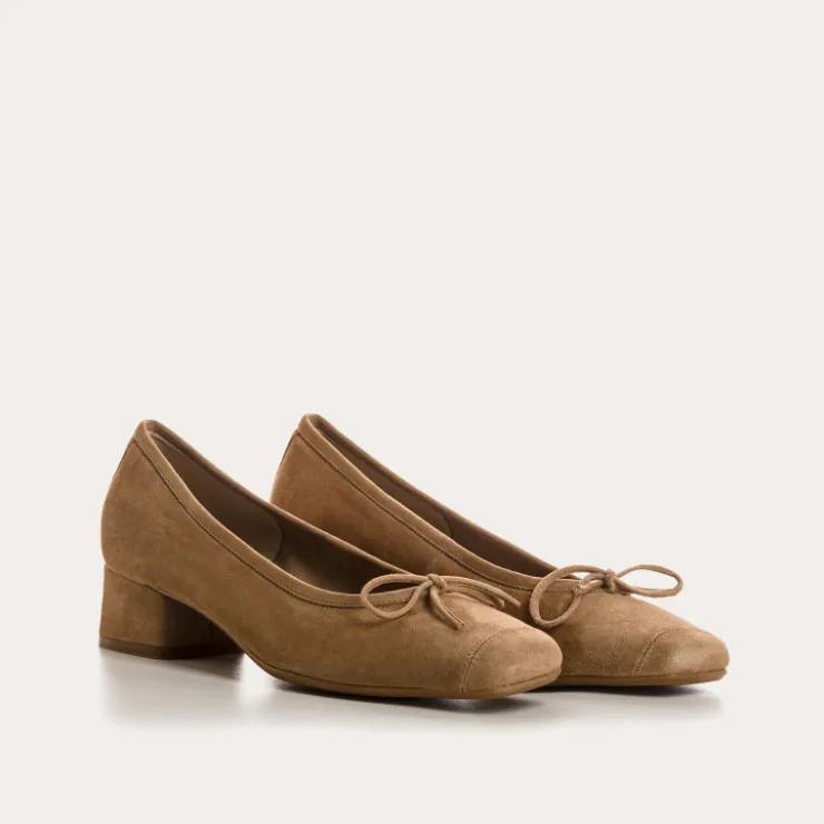 Toute La Collection | Ballerines & Babies | Reqins BALLERINES A TALONS KYRIEL CUIR VELOURS BEIGE