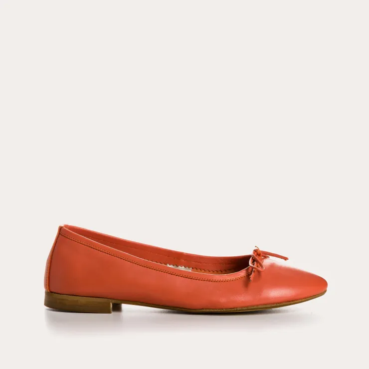 Toute La Collection | Ballerines & Babies | Reqins BALLERINES CARMEN CUIR CC ORANGE