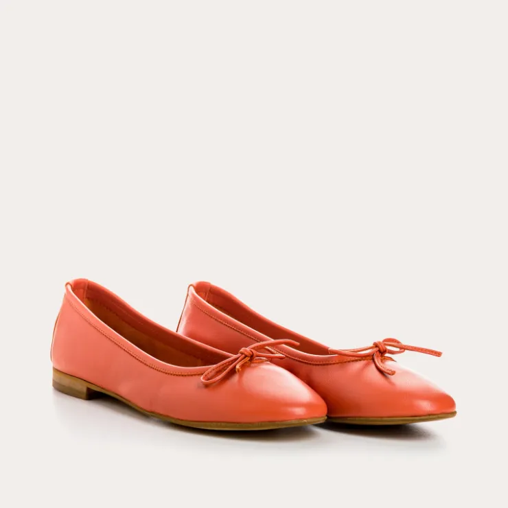 Toute La Collection | Ballerines & Babies | Reqins BALLERINES CARMEN CUIR CC ORANGE