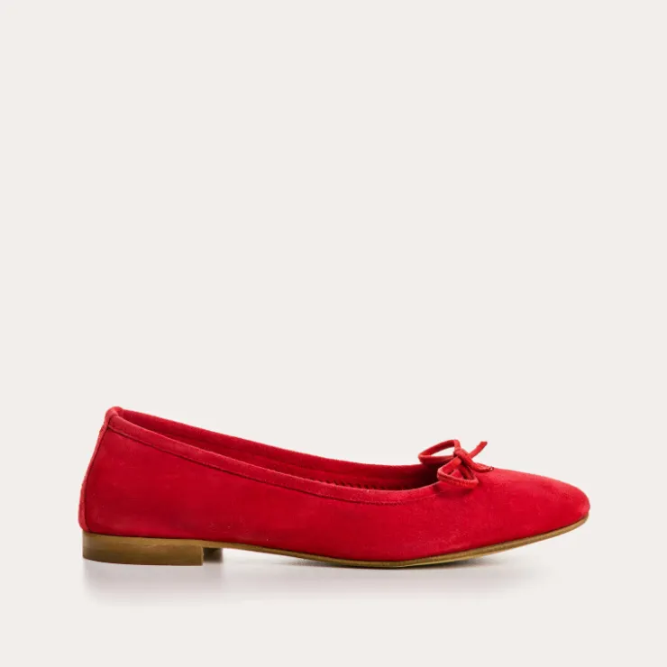 Toute La Collection | Ballerines & Babies | Reqins BALLERINES CARMEN CUIR VELOURS CC ROUGE