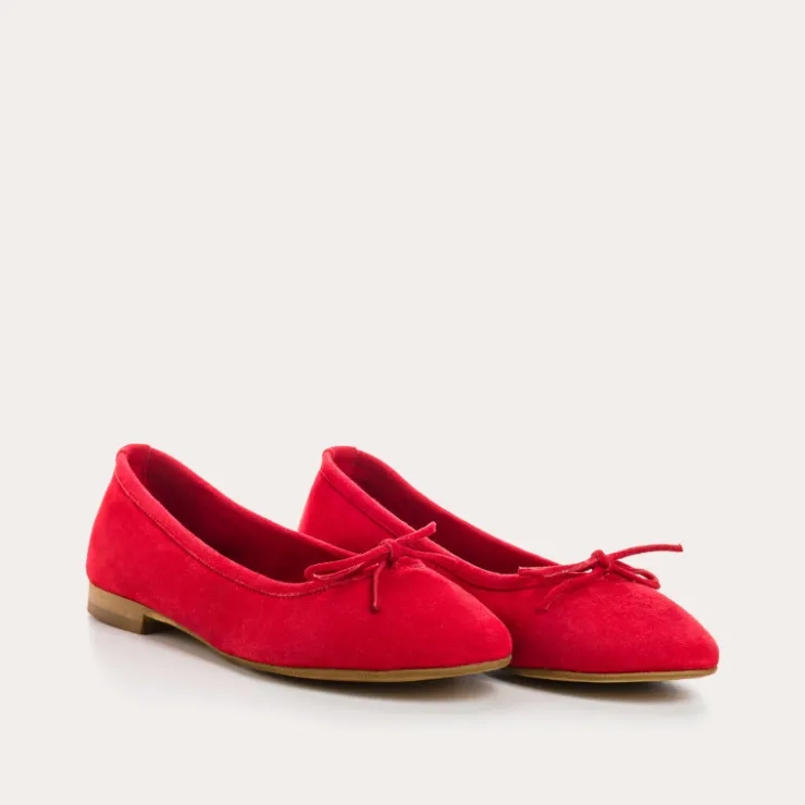 Toute La Collection | Ballerines & Babies | Reqins BALLERINES CARMEN CUIR VELOURS CC ROUGE