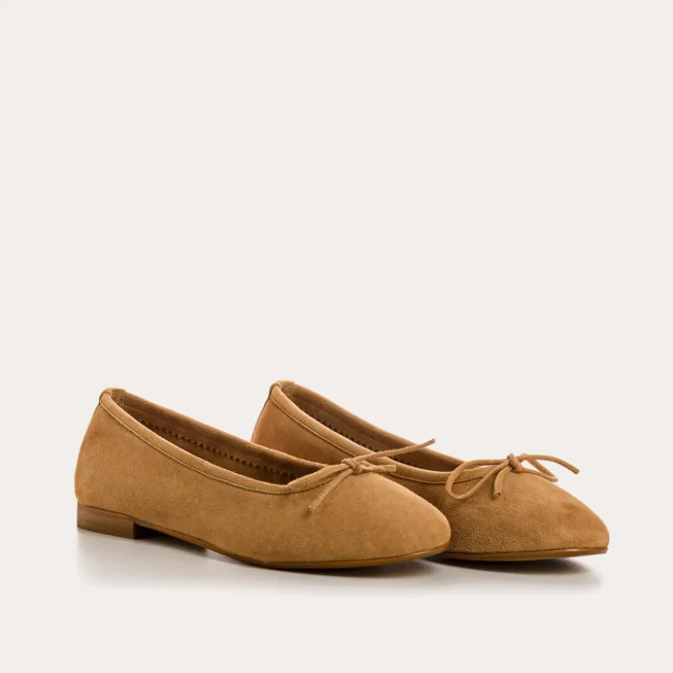 Toute La Collection | Ballerines & Babies | Reqins BALLERINES CARMEN CUIR VELOURS CC CAMEL