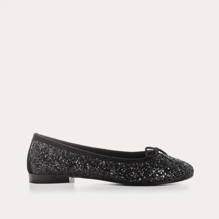 Toute La Collection | Ballerines & Babies | Reqins BALLERINES CARMEN GLITTER CC NOIR