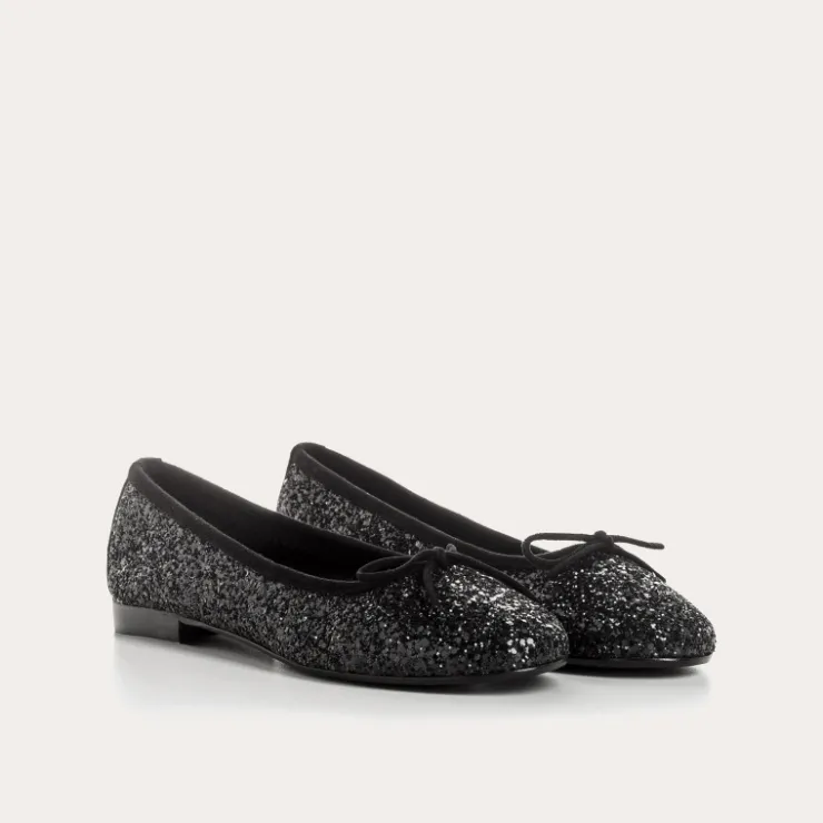 Toute La Collection | Ballerines & Babies | Reqins BALLERINES CARMEN GLITTER CC NOIR