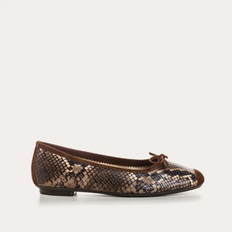 Toute La Collection | Ballerines & Babies | Reqins BALLERINES HARMONY CUIR SERPENT ANIMALIER