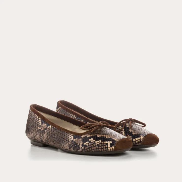 Toute La Collection | Ballerines & Babies | Reqins BALLERINES HARMONY CUIR SERPENT ANIMALIER