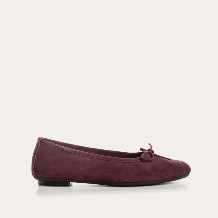 Toute La Collection | Ballerines & Babies | Reqins BALLERINES HARMONY CUIR VELOURS ROUGE