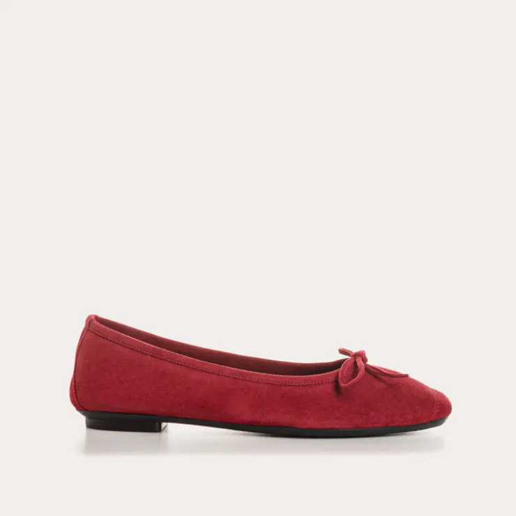 Toute La Collection | Ballerines & Babies | Reqins BALLERINES HARMONY CUIR VELOURS ROUGE