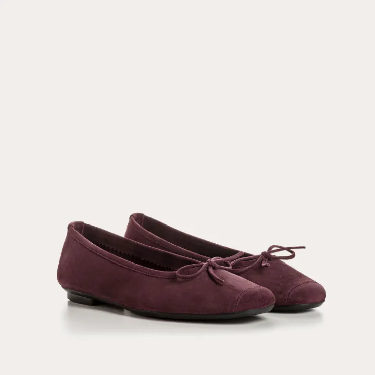 Toute La Collection | Ballerines & Babies | Reqins BALLERINES HARMONY CUIR VELOURS ROUGE