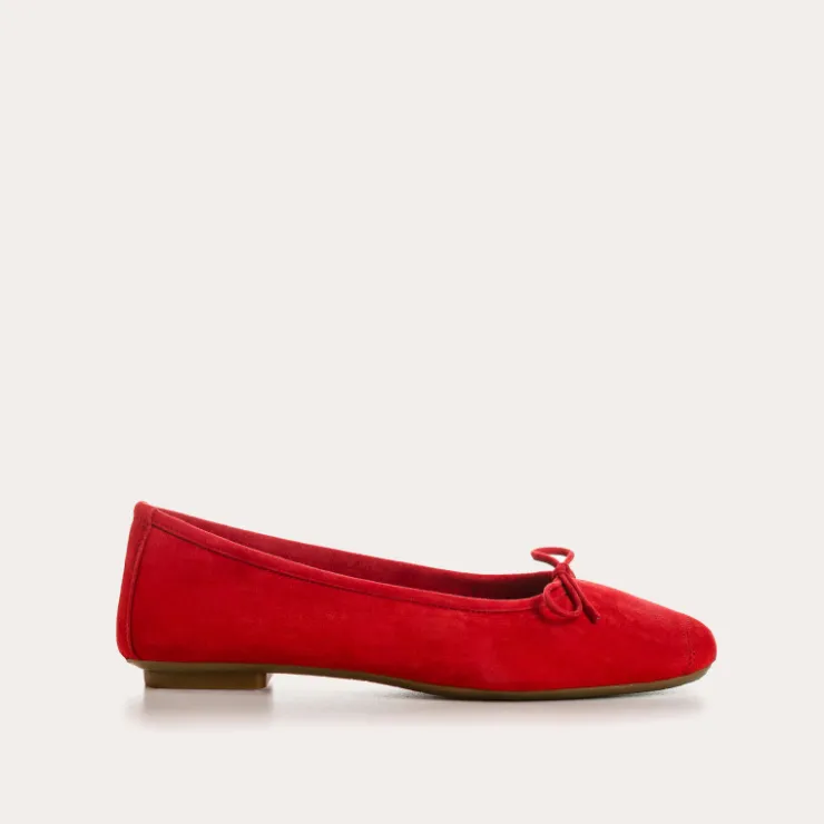 Toute La Collection | Ballerines & Babies | Reqins BALLERINES HARMONY CUIR VELOURS CC ROUGE