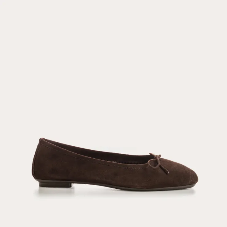 Ballerines & Babies | Toute La Collection | Reqins BALLERINES HARMONY CUIR VELOURS CC MARRON