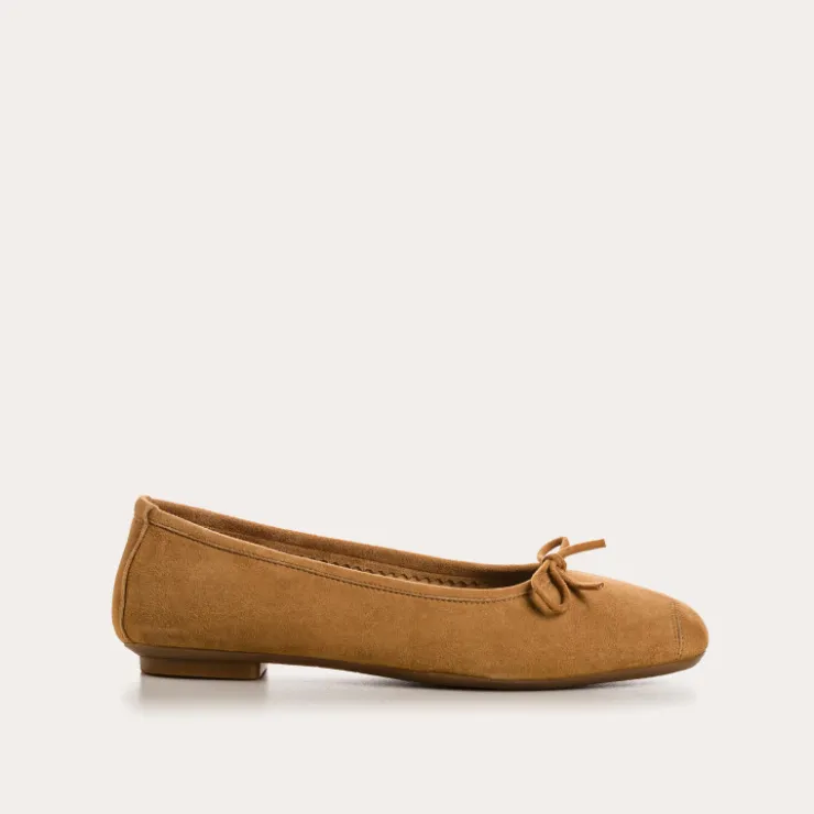 Toute La Collection | Ballerines & Babies | Reqins BALLERINES HARMONY CUIR VELOURS CC CAMEL