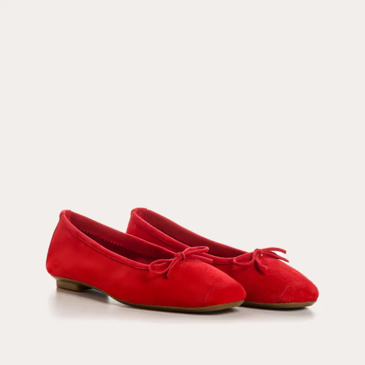 Toute La Collection | Ballerines & Babies | Reqins BALLERINES HARMONY CUIR VELOURS CC ROUGE