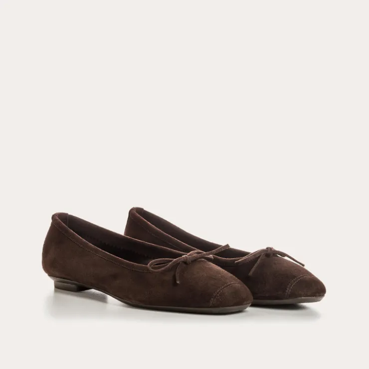 Ballerines & Babies | Toute La Collection | Reqins BALLERINES HARMONY CUIR VELOURS CC MARRON