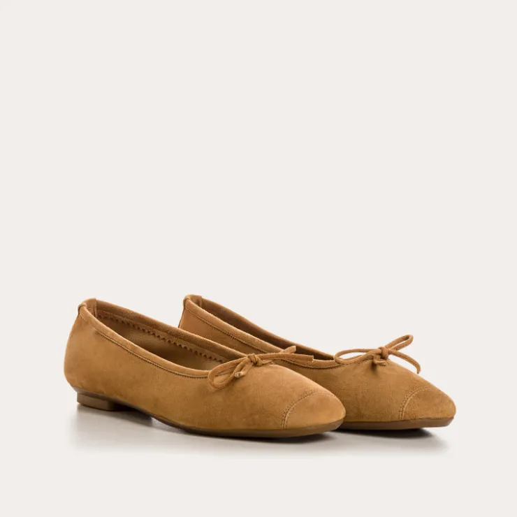 Toute La Collection | Ballerines & Babies | Reqins BALLERINES HARMONY CUIR VELOURS CC CAMEL