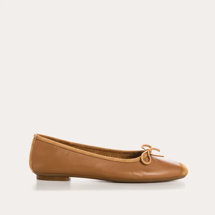 Toute La Collection | Ballerines & Babies | Reqins BALLERINES HARMONY CUIR/CUIR VELOURS CC CAMEL