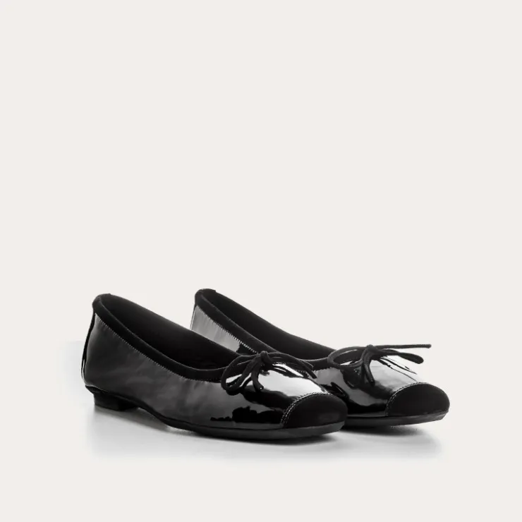 Toute La Collection | Ballerines & Babies | Reqins BALLERINES HARMONY VERNIS/CUIR VELOURS CC NOIR