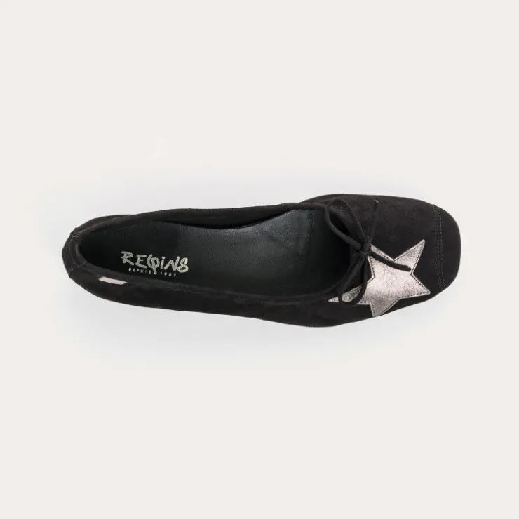 Ballerines & Babies | Toute La Collection | Reqins BALLERINES HELLO CUIR VELOURS/ECLAT NOIR