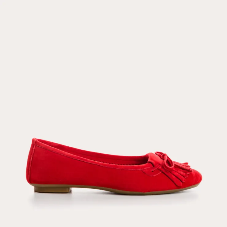 Toute La Collection | Ballerines & Babies | Reqins BALLERINES HINDI CUIR VELOURS ROUGE