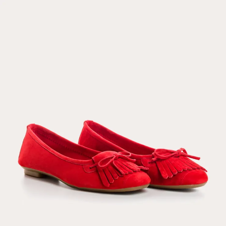 Toute La Collection | Ballerines & Babies | Reqins BALLERINES HINDI CUIR VELOURS ROUGE