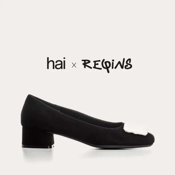 Toute La Collection | Ballerines & Babies | Reqins BALLERINES KEFIR CUIR VELOURS/SILK NOIR