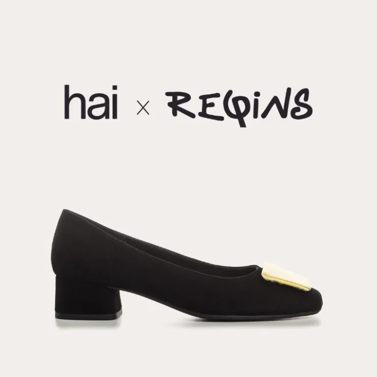 Toute La Collection | Ballerines & Babies | Reqins BALLERINES KEFIR CUIR VELOURS/SILK NOIR