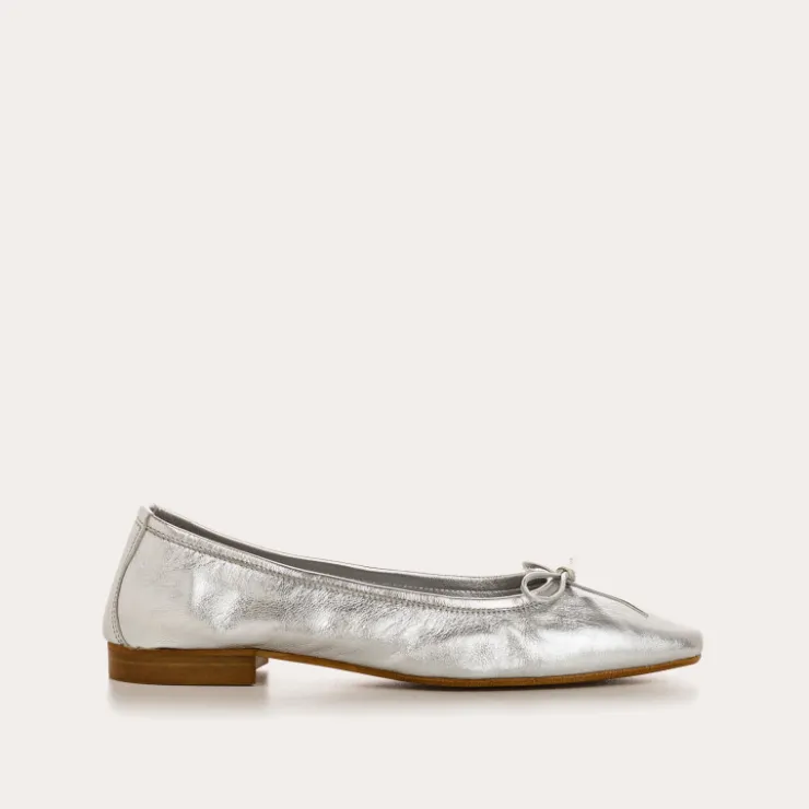 Toute La Collection | Ballerines & Babies | Reqins BALLERINES TRAVIATA CUIR METALLISE ARGENT