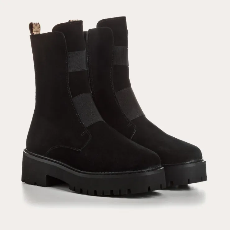 Toute La Collection | Les Iconiques | Reqins BOOTS DAFNE CUIR VELOURS NOIR