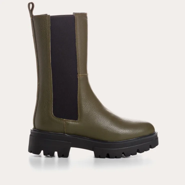 Toute La Collection | Boots & Bottines | Reqins BOOTS DEVORA CUIR GRAINE VERT