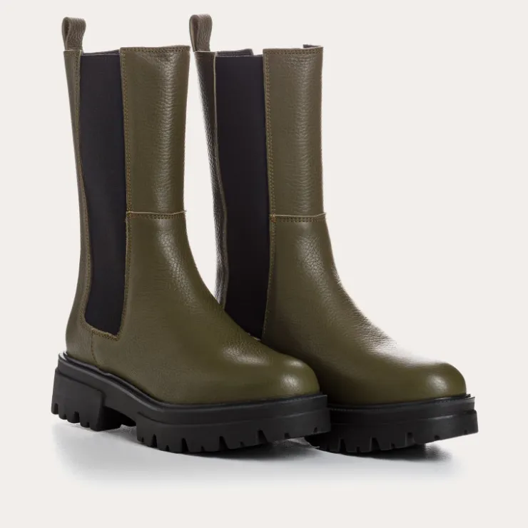 Toute La Collection | Boots & Bottines | Reqins BOOTS DEVORA CUIR GRAINE VERT