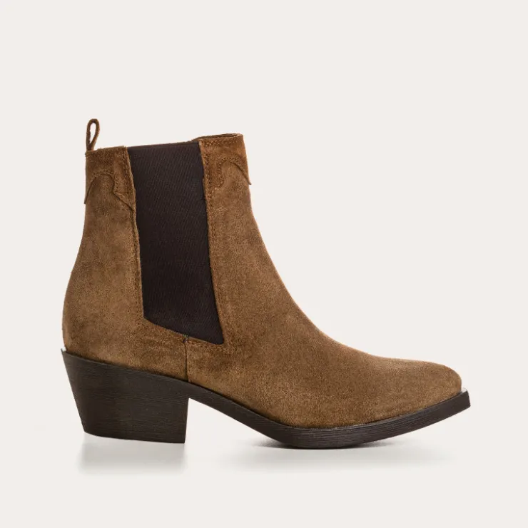 Toute La Collection | Boots & Bottines | Reqins BOOTS ELIOTH CUIR VELOURS TAUPE