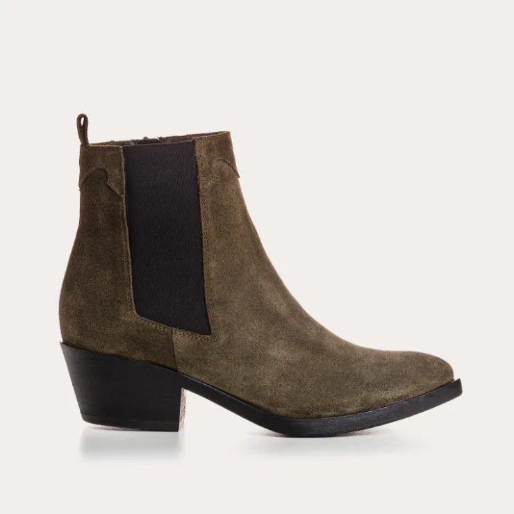 Toute La Collection | Boots & Bottines | Reqins BOOTS ELIOTH CUIR VELOURS VERT