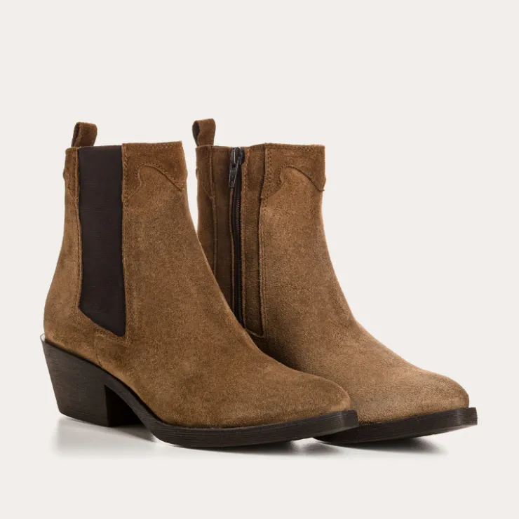 Toute La Collection | Boots & Bottines | Reqins BOOTS ELIOTH CUIR VELOURS TAUPE