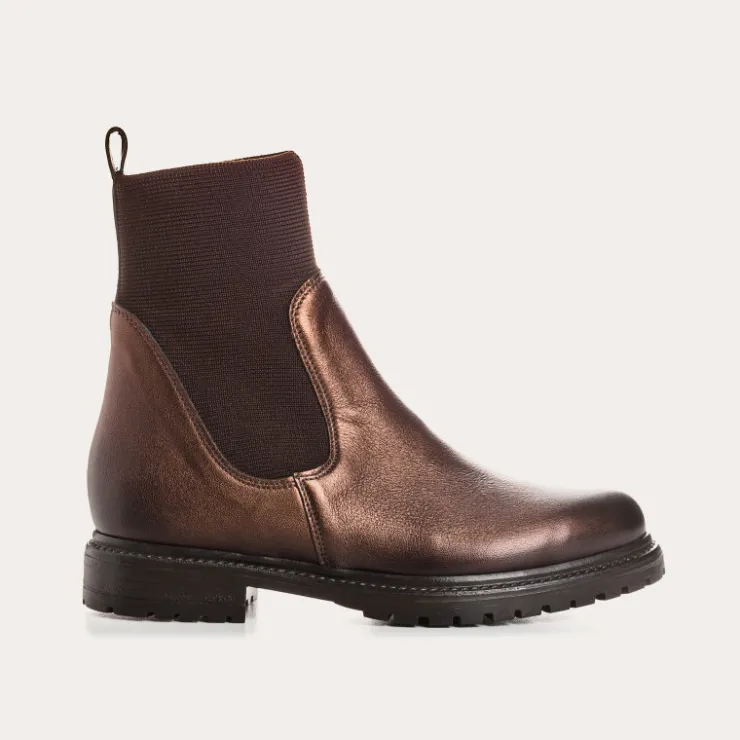 Toute La Collection | Boots & Bottines | Reqins BOOTS EVELYN CUIR METALLISE MARRON