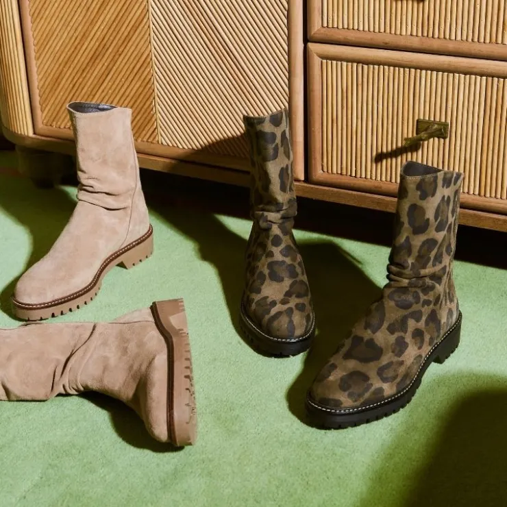 Toute La Collection | Les Iconiques | Reqins BOTTINES DUNK CUIR VELOURS LEOPARD KAKI