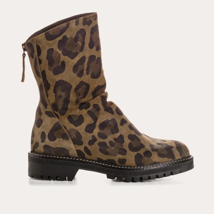 Toute La Collection | Les Iconiques | Reqins BOTTINES DUNK CUIR VELOURS LEOPARD KAKI