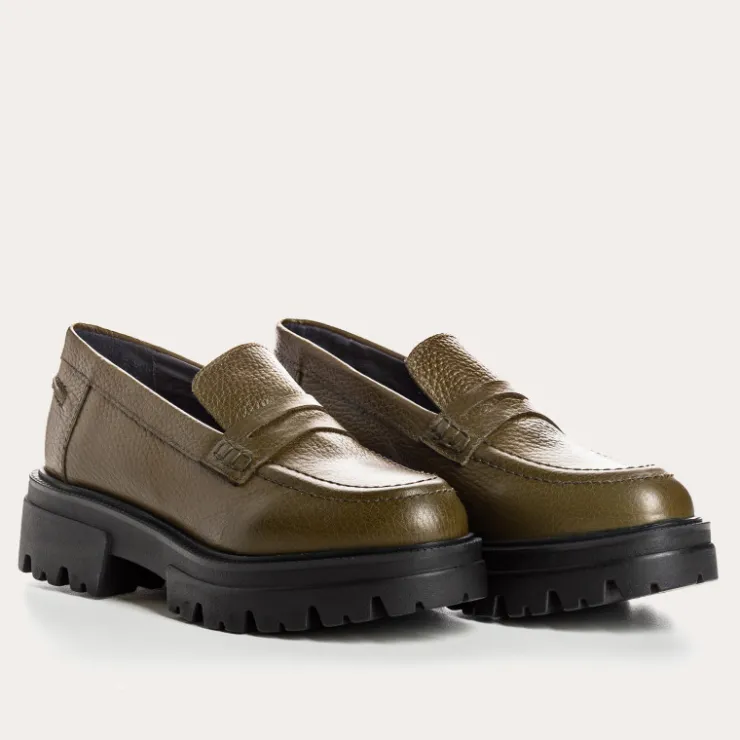 Toute La Collection | Mocassins | Reqins MOCASSINS ALABAMA CUIR GRAINE VERT