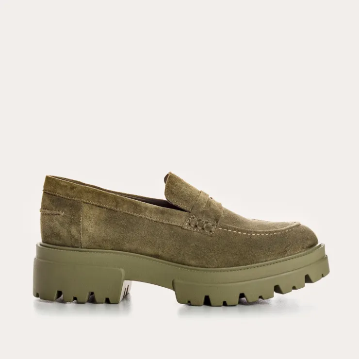 Toute La Collection | Mocassins | Reqins MOCASSINS ALABAMA CUIR VELOURS VERT